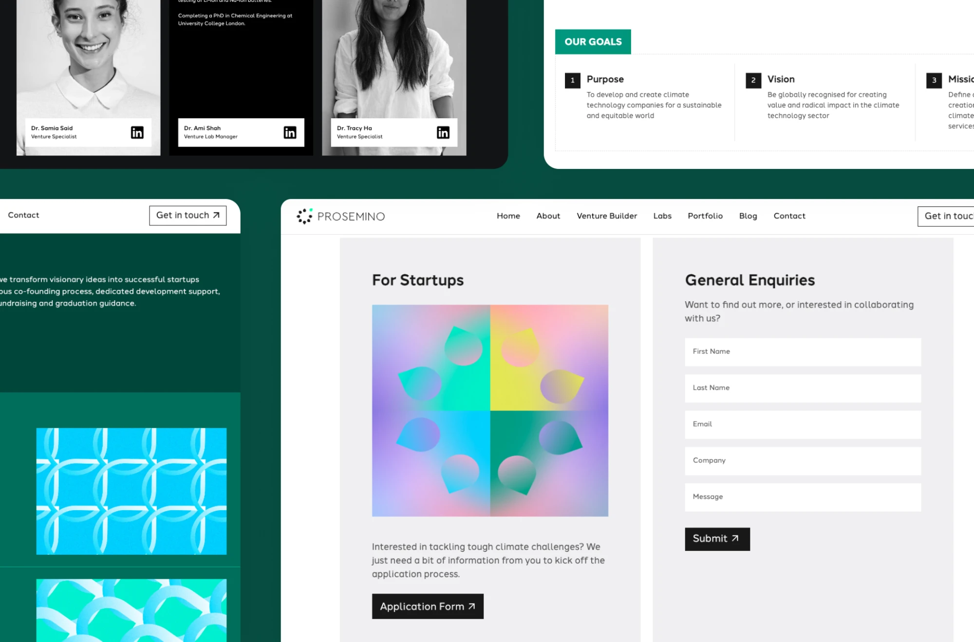 Prosemino website screens